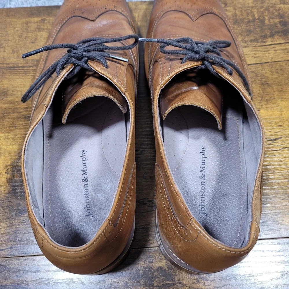 Johnston‎ Murphy Mens Brown Leather Wingtip Oxford Dress Shoes Size 11.5 M